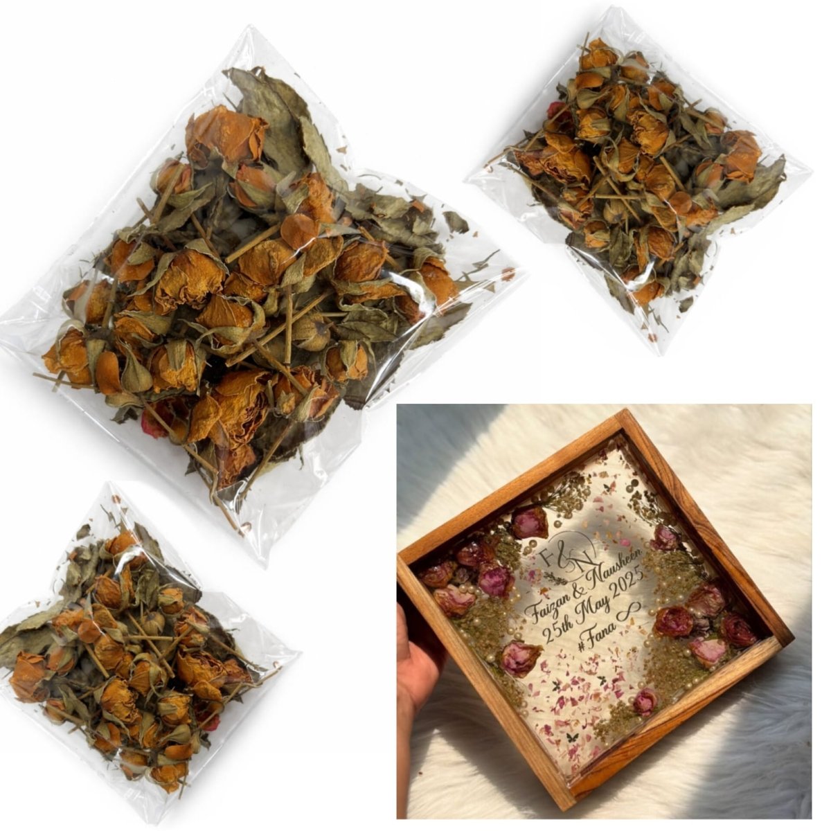 Bakewareindia Dried Rose With Leaf resin art & candle decor - Bakeware India