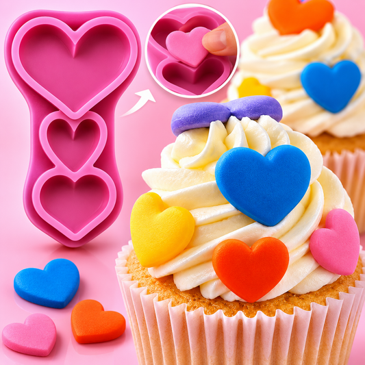 Bakewareindia Heart 3 in 1 Sizes Cake Decorating Chocolate Fondant Silicone Mould - Bakeware India