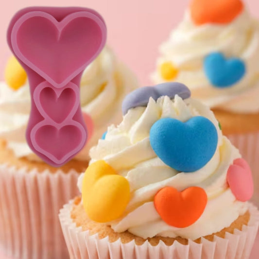Bakewareindia Heart 3 in 1 Sizes Cake Decorating Chocolate Fondant Silicone Mould - Bakeware India