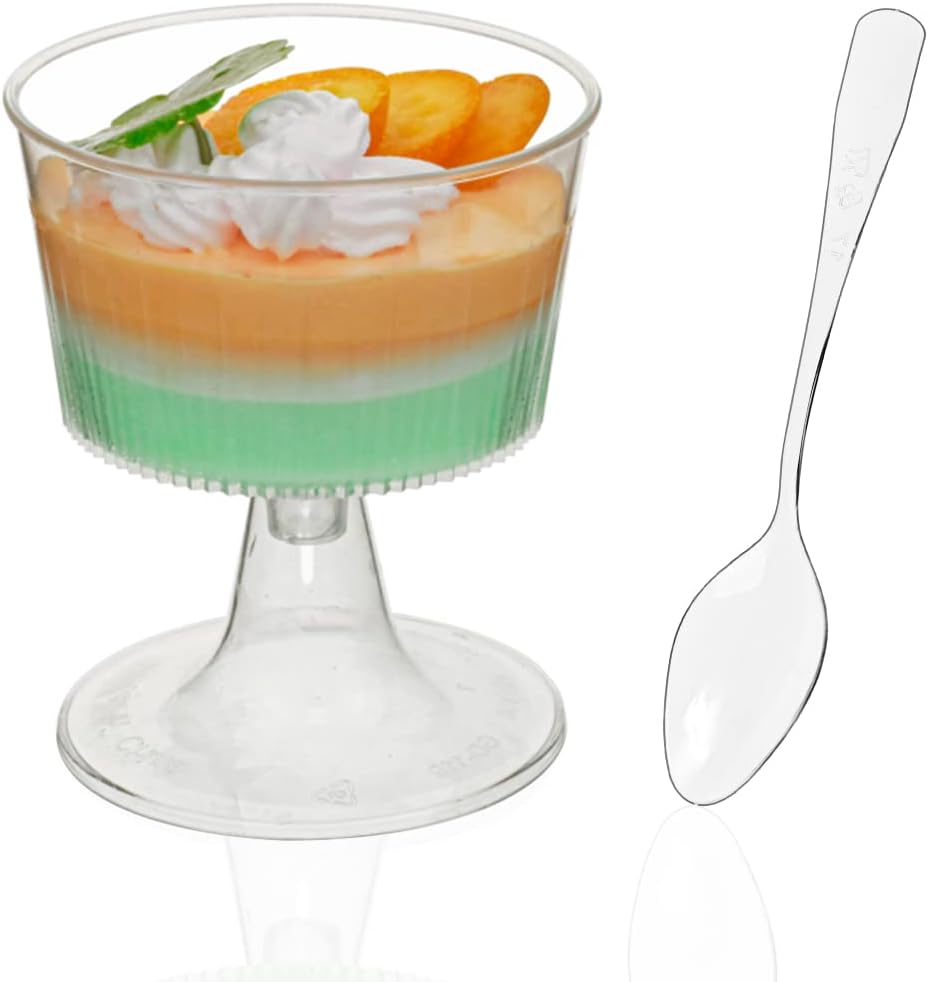 BakewareIndia Transparent Plastic Dessert Cup Mousse & Pudding,10Pcs - Bakeware India