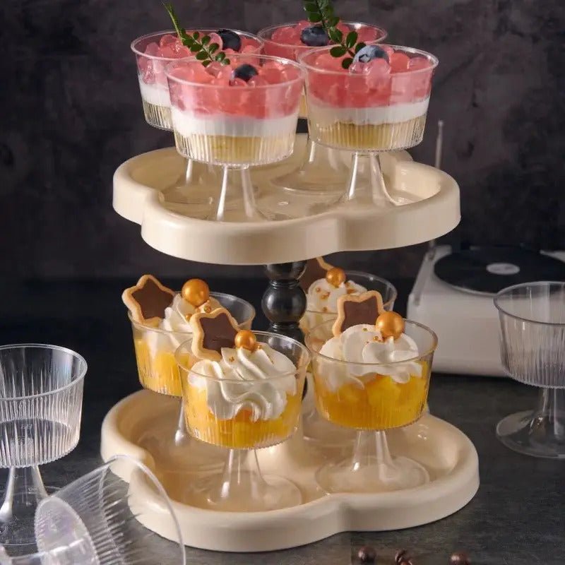 BakewareIndia Transparent Plastic Dessert Cup Mousse & Pudding,10Pcs - Bakeware India