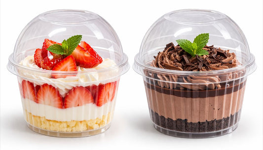 Bakewareindia Transparent Round Ramekin Mousse Cups with Lids, Dessert Cups, Pudding Cups Mini Parfait Cups (Pack of 10) - Bakeware India