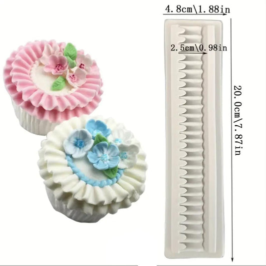 Bakewareindia Wavy Wrinkle Frill Border Lace Chocolate Fondant Cake Silicone Mould - Bakeware India