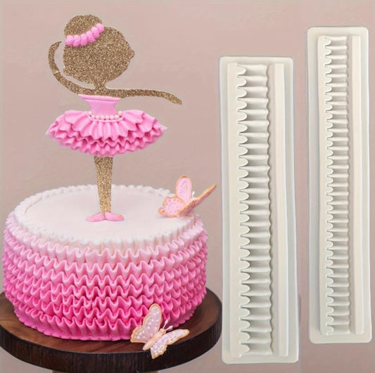 Bakewareindia Wavy Wrinkle Frill Border Lace Chocolate Fondant Cake Silicone Mould - Bakeware India