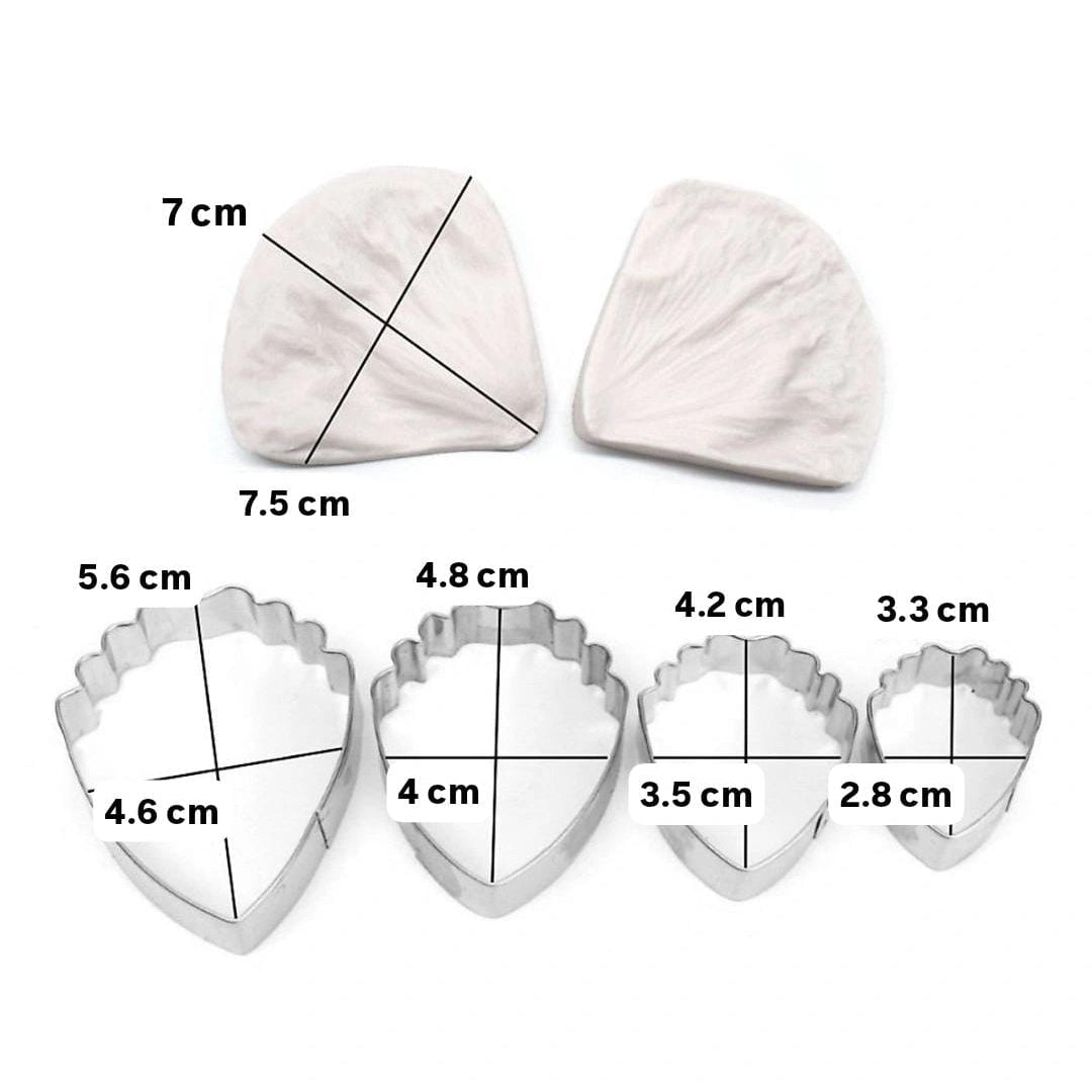 Bakewarind Peony Flower Veiner Silicone Mould & Stainless Cutter, 6pcs - Bakeware India