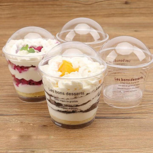 Bakewareindia Disposable Plastic Cup With Dome Lid,10pcs