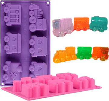 Bakewareind Toy Train Chocolate Clay Cake Silicone Mould,6cavity