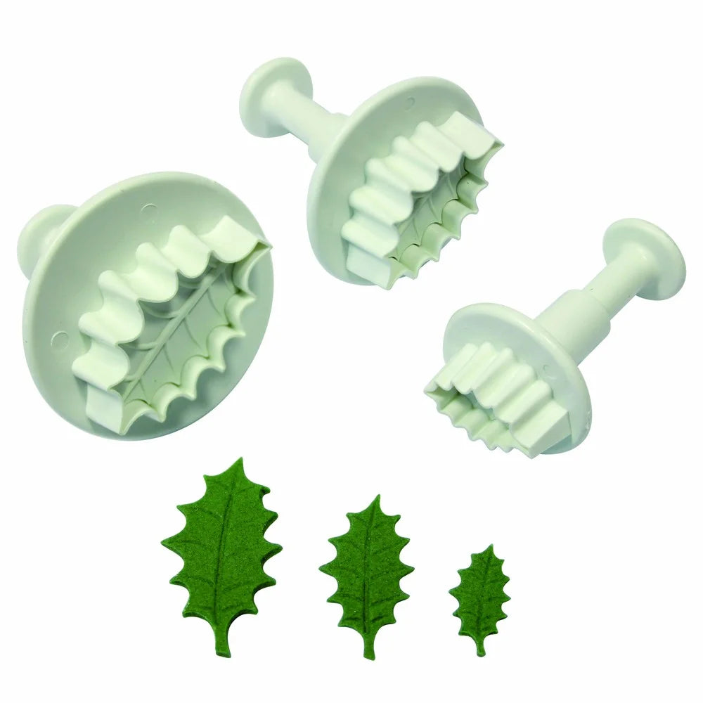 Bakewareind Veined  Holly Ivy Leaf plunger 3pcs set