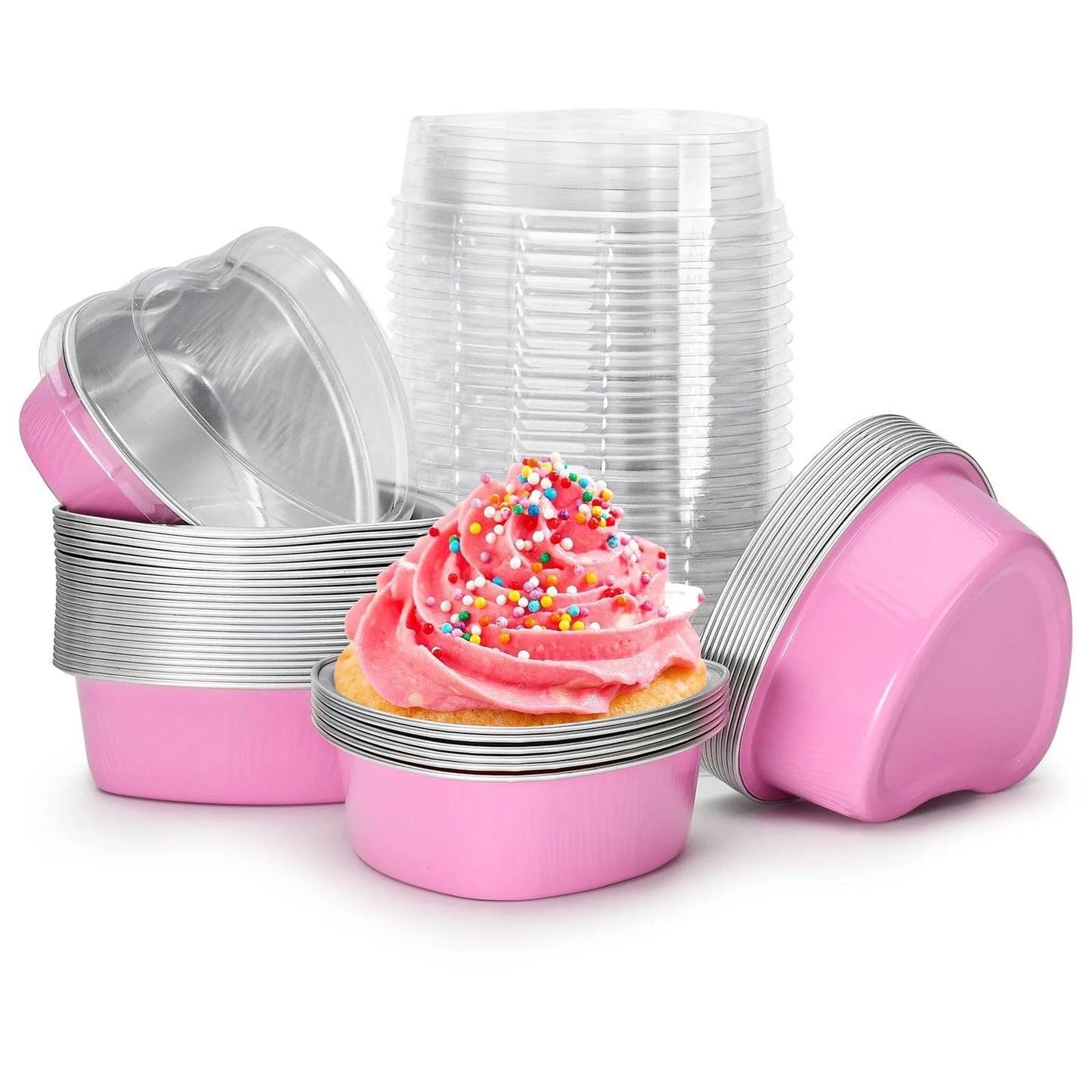 Bkaewareind Round Shape Aluminium Foil With Lid Containers , 25pc (Select color) (Copy)