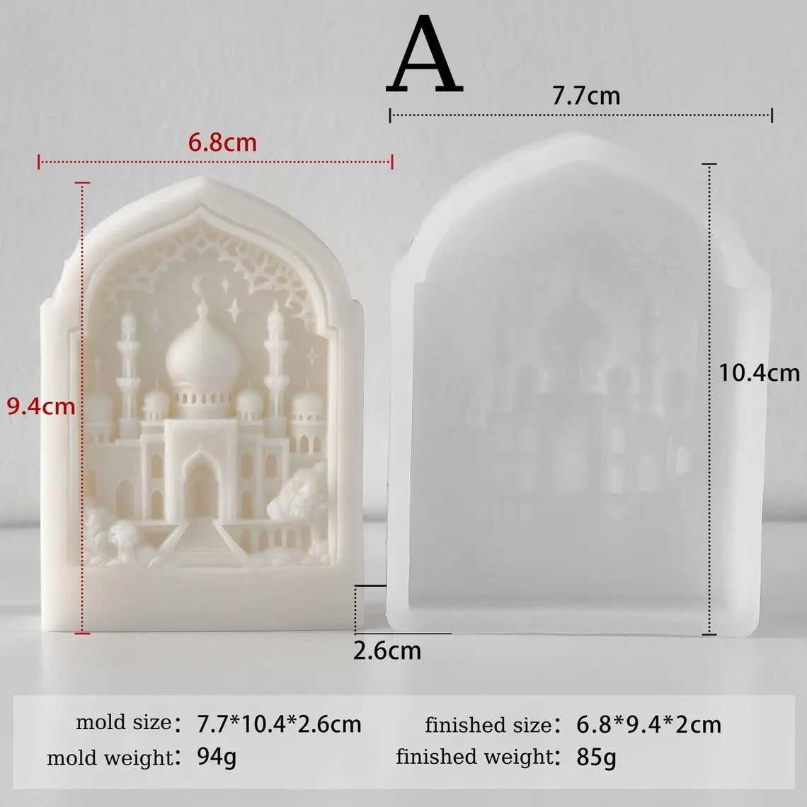 Lyba Moulds 3D Ramadan Themed Crescent Moon and Star Mosque Silicone Candle Mould