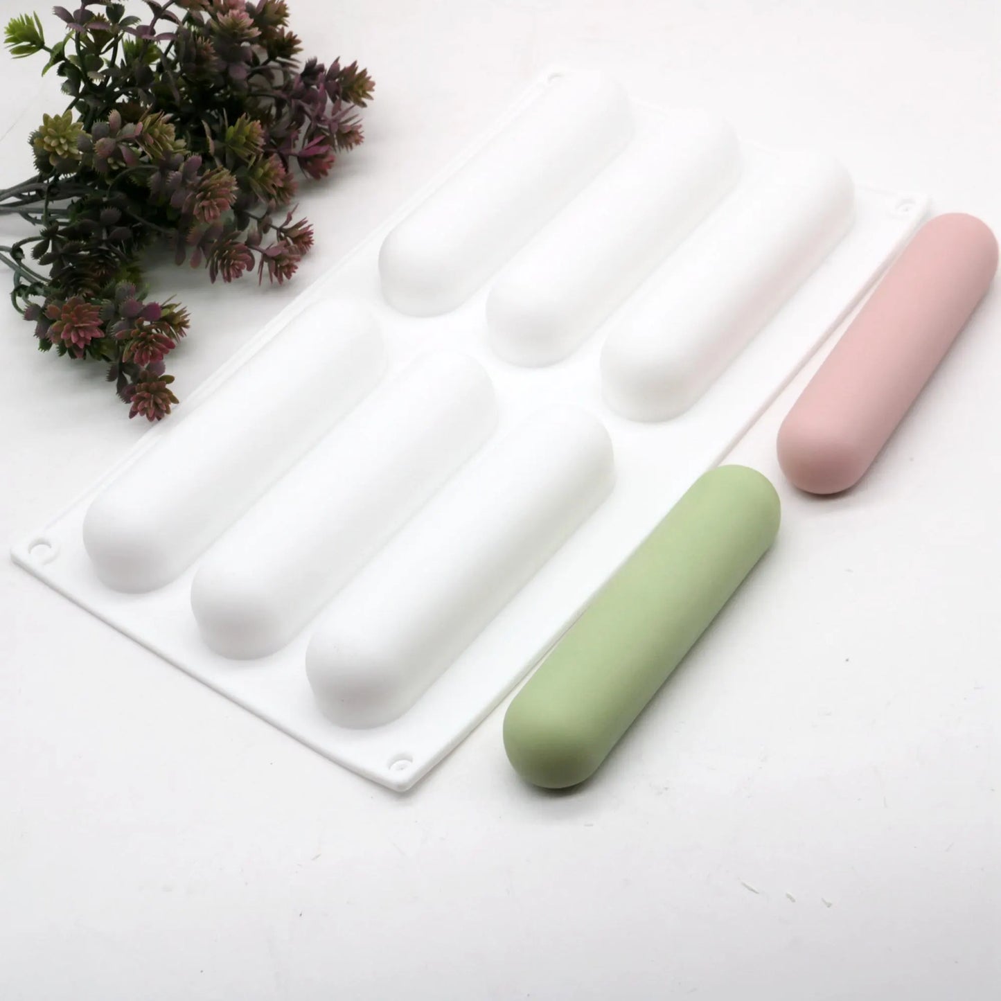 Bakewareind Elliptical Eclair Mould Mousse Cake, Soap Bar Making Mould, 6-Cavity