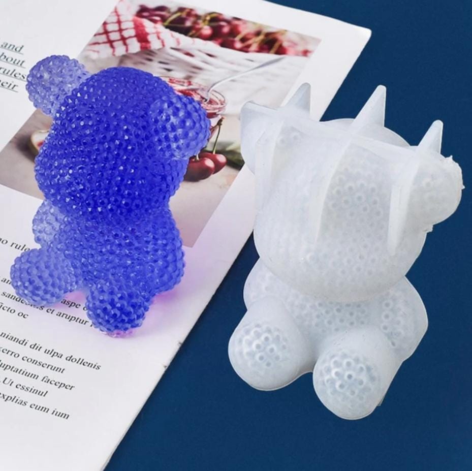 Lyba Mould 3D Diamond Teddy Bear Fondant Candle Resin Silicone Mould - Bakeware India