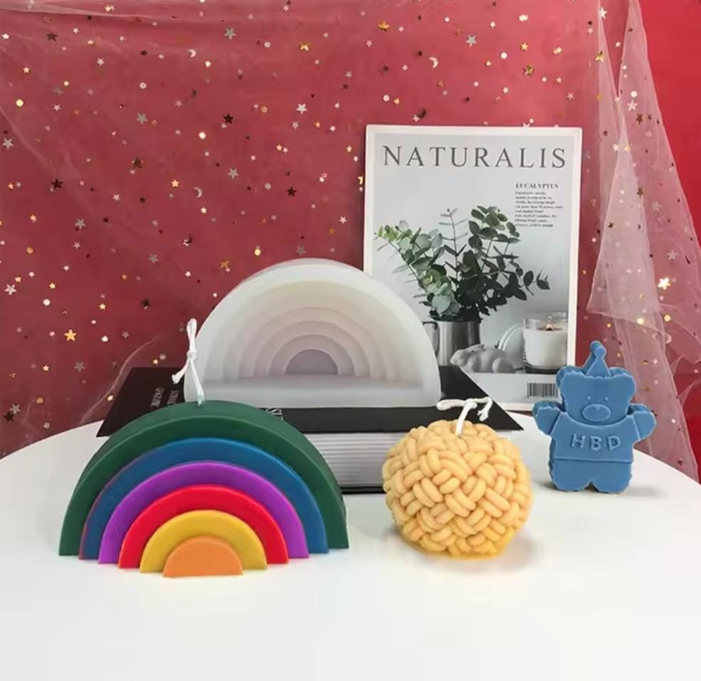 Lyba Mould 3D Rainbow Candle Resin silicone Mould - Bakeware India