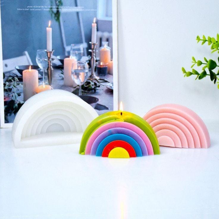 Lyba Mould 3D Rainbow Candle Resin silicone Mould - Bakeware India