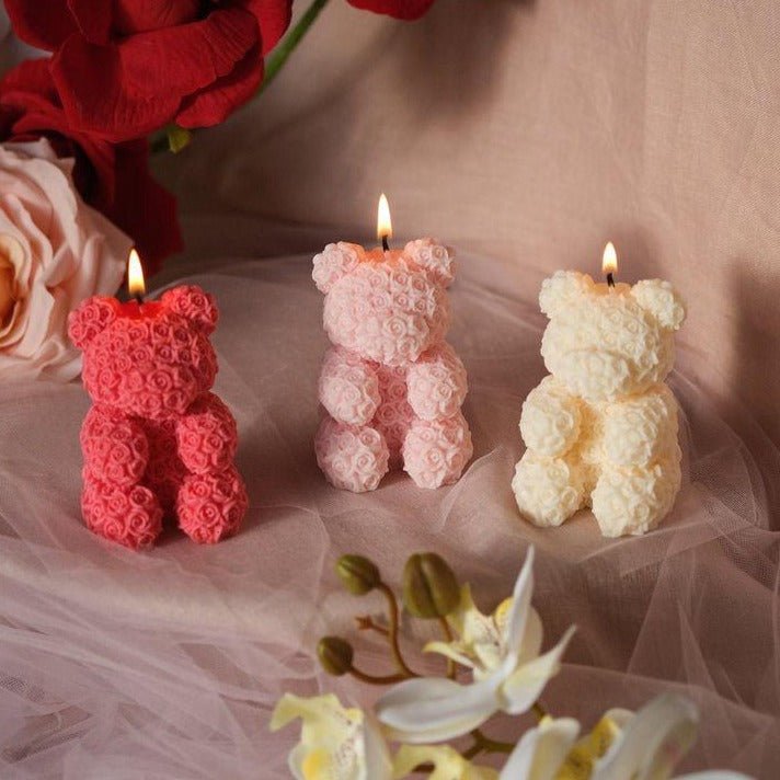 Lyba Mould 3D Rose Teddy bear candle Mould - Bakeware India