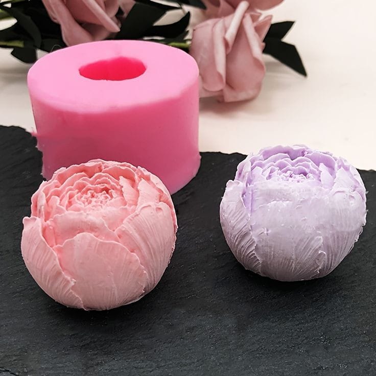 Lyba Mould 3D Round Peony Flower Shape Candle Silicone Mould - Bakeware India