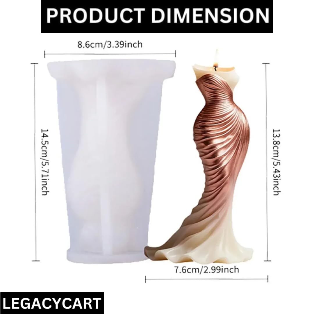 Lyba Mould 3D Wedding Bride Mermaid Dress Fondant Chocolate Candle Silicone Mould - Bakeware India