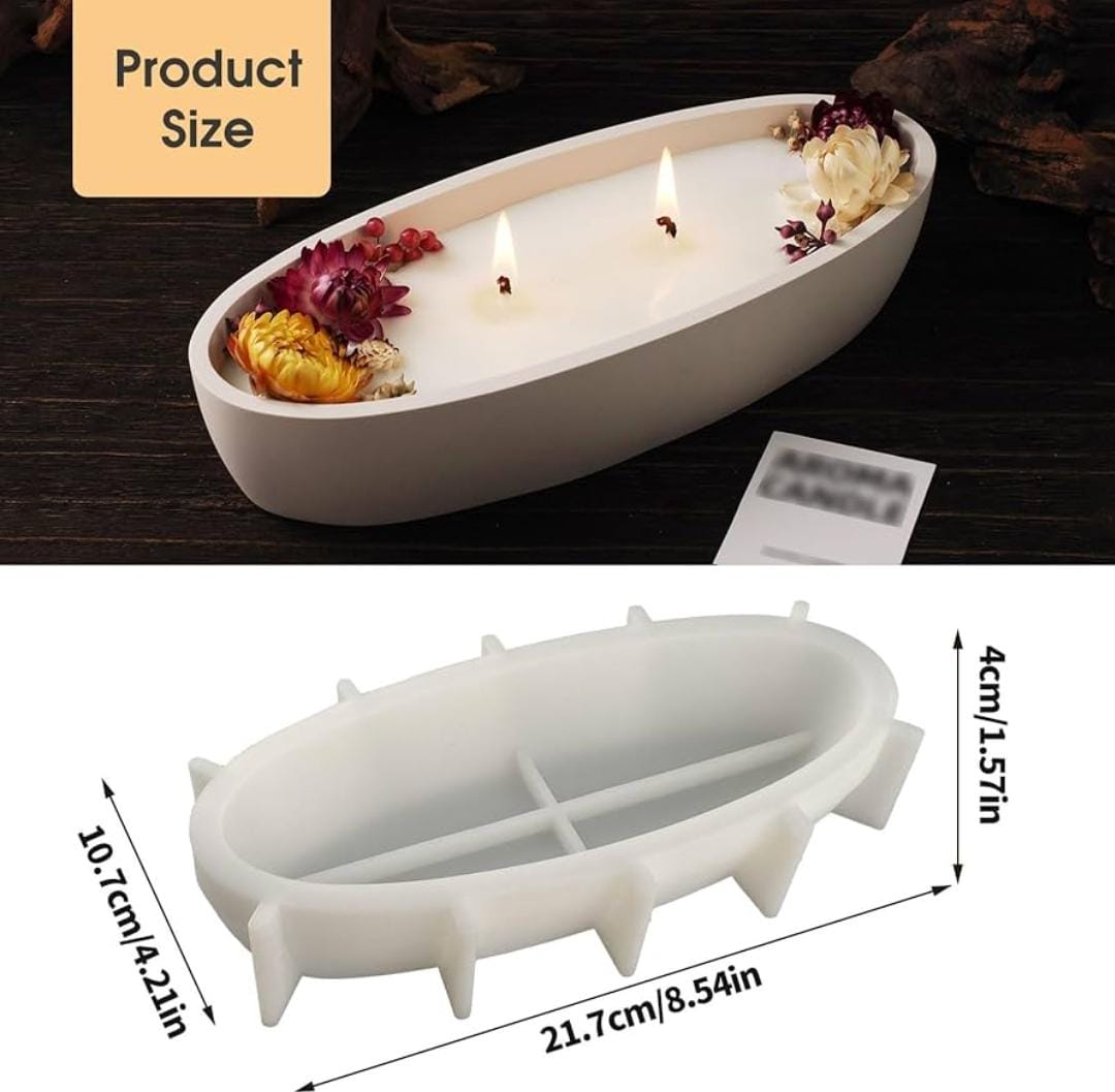 Lyba Mould Oval Boat Jar Resin Candle Silicone Mould - Bakeware India