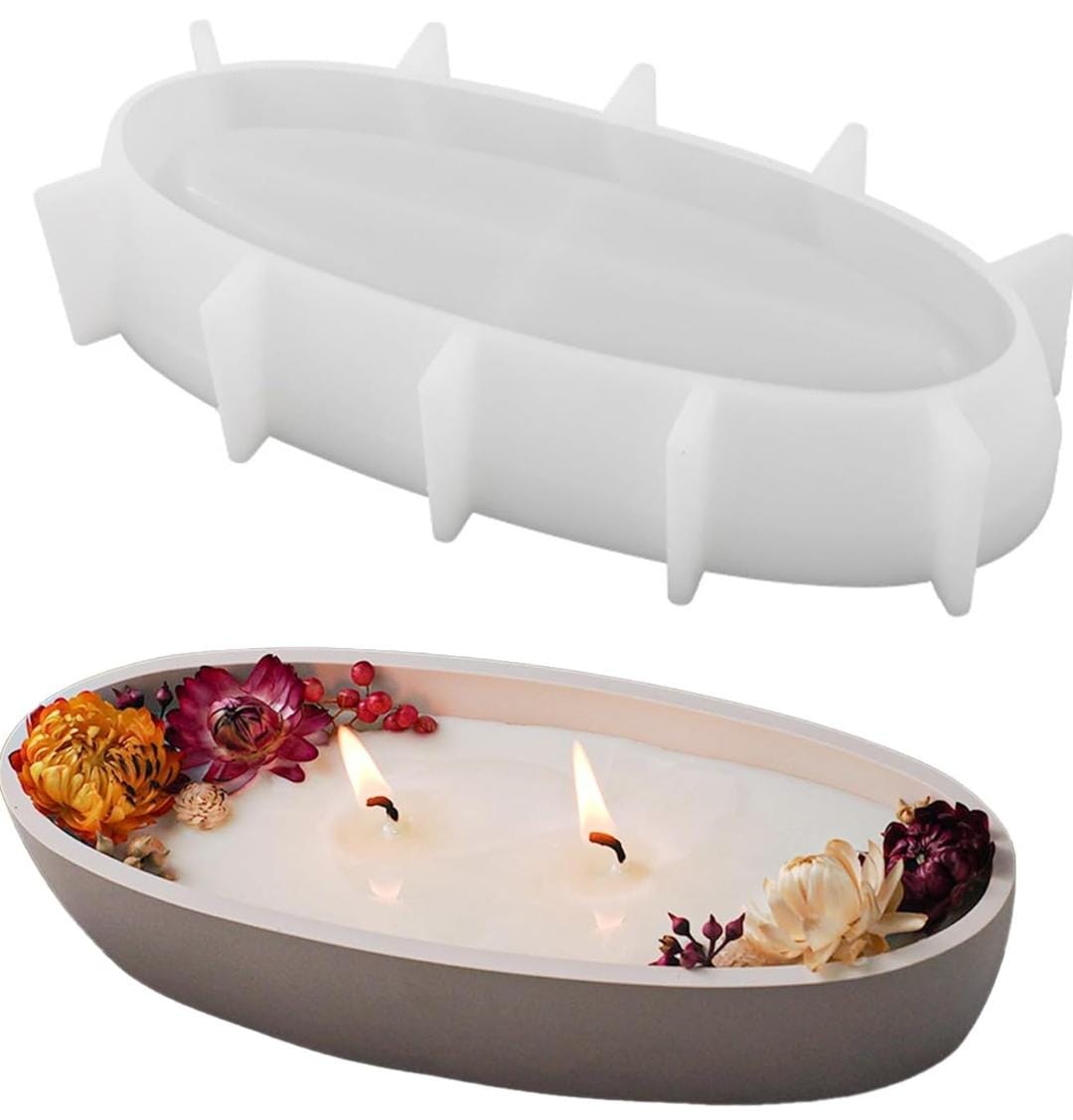 Lyba Mould Oval Boat Jar Resin Candle Silicone Mould - Bakeware India