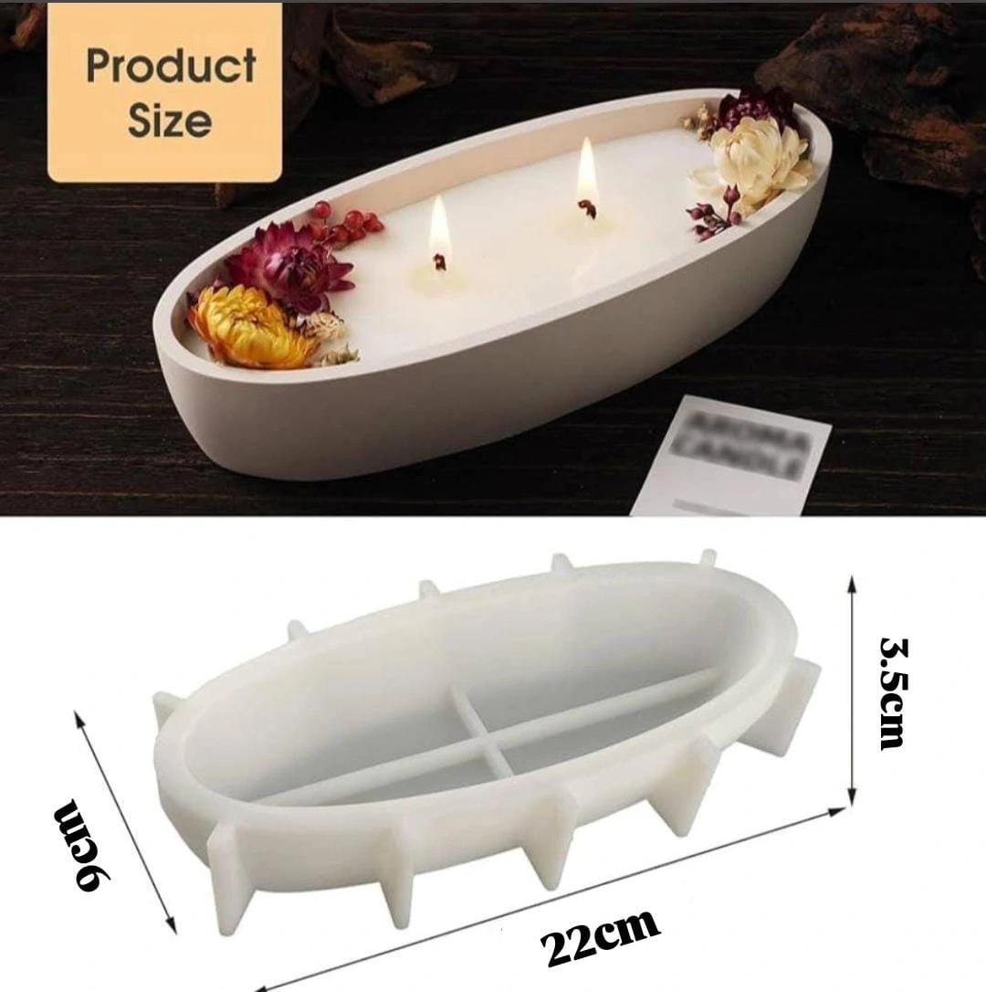 Lyba Mould Oval Boat Jar Resin Candle Silicone Mould - Bakeware India