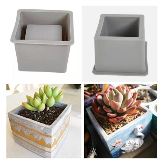 Lyba Mould Square Jar Pot Planter Concrete Candle Resin Silicone Mould - Bakeware India