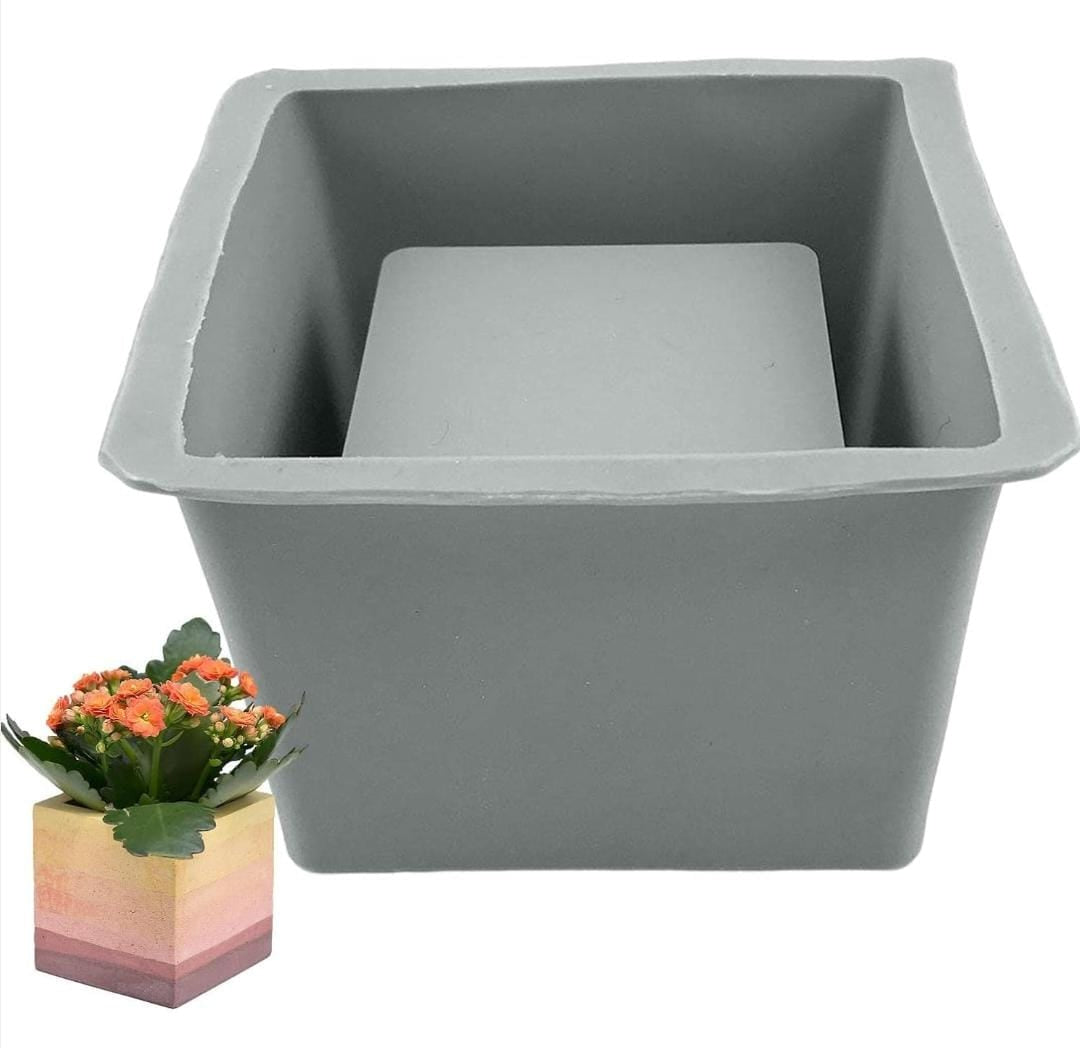 Lyba Mould Square Jar Pot Planter Concrete Candle Resin Silicone Mould - Bakeware India