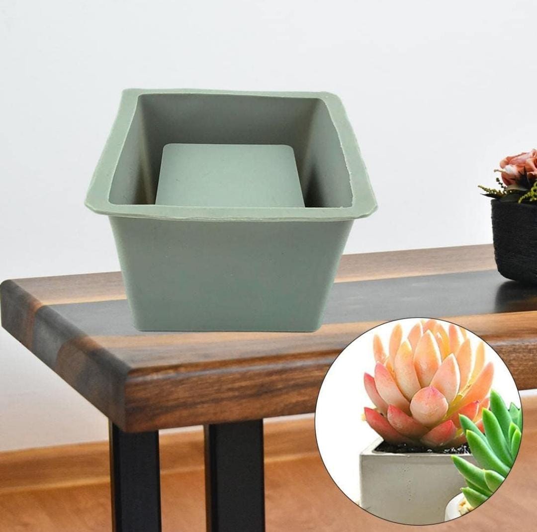Lyba Mould Square Jar Pot Planter Concrete Candle Resin Silicone Mould - Bakeware India
