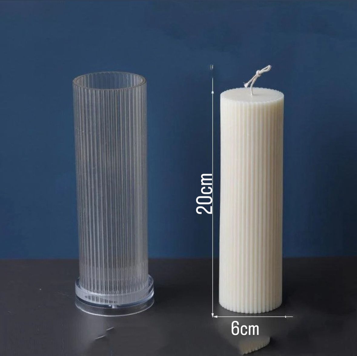 Lyba Mould Vertical Striped Cylindrical Polycarbonate Candle Mould (select Size) - Bakeware India