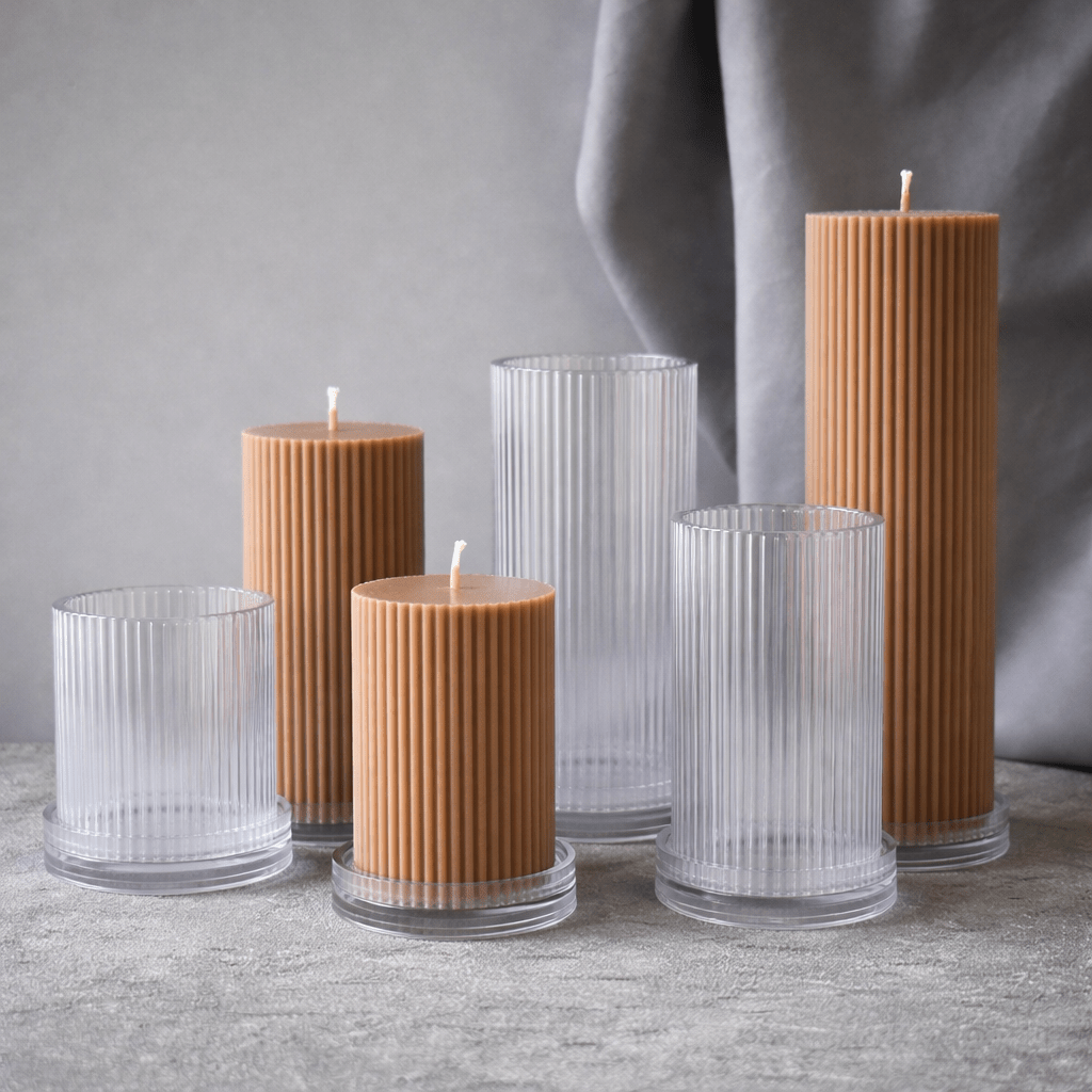 Lyba Mould Vertical Striped Cylindrical Polycarbonate Candle Mould (select Size) - Bakeware India