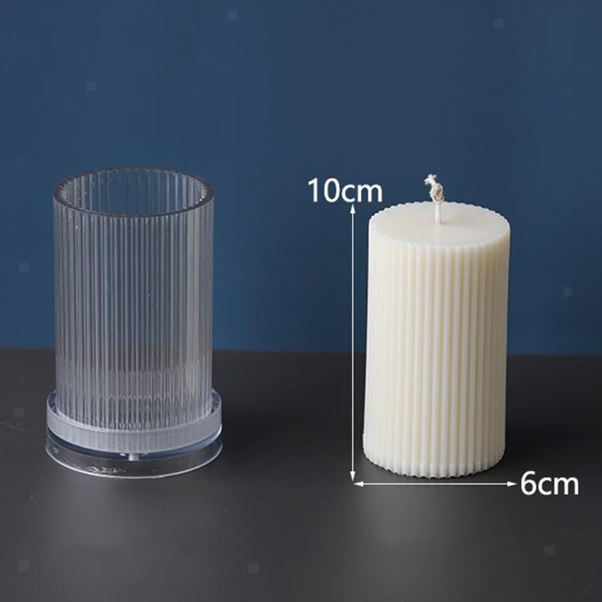 Lyba Mould Vertical Striped Cylindrical Polycarbonate Candle Mould (select Size) - Bakeware India