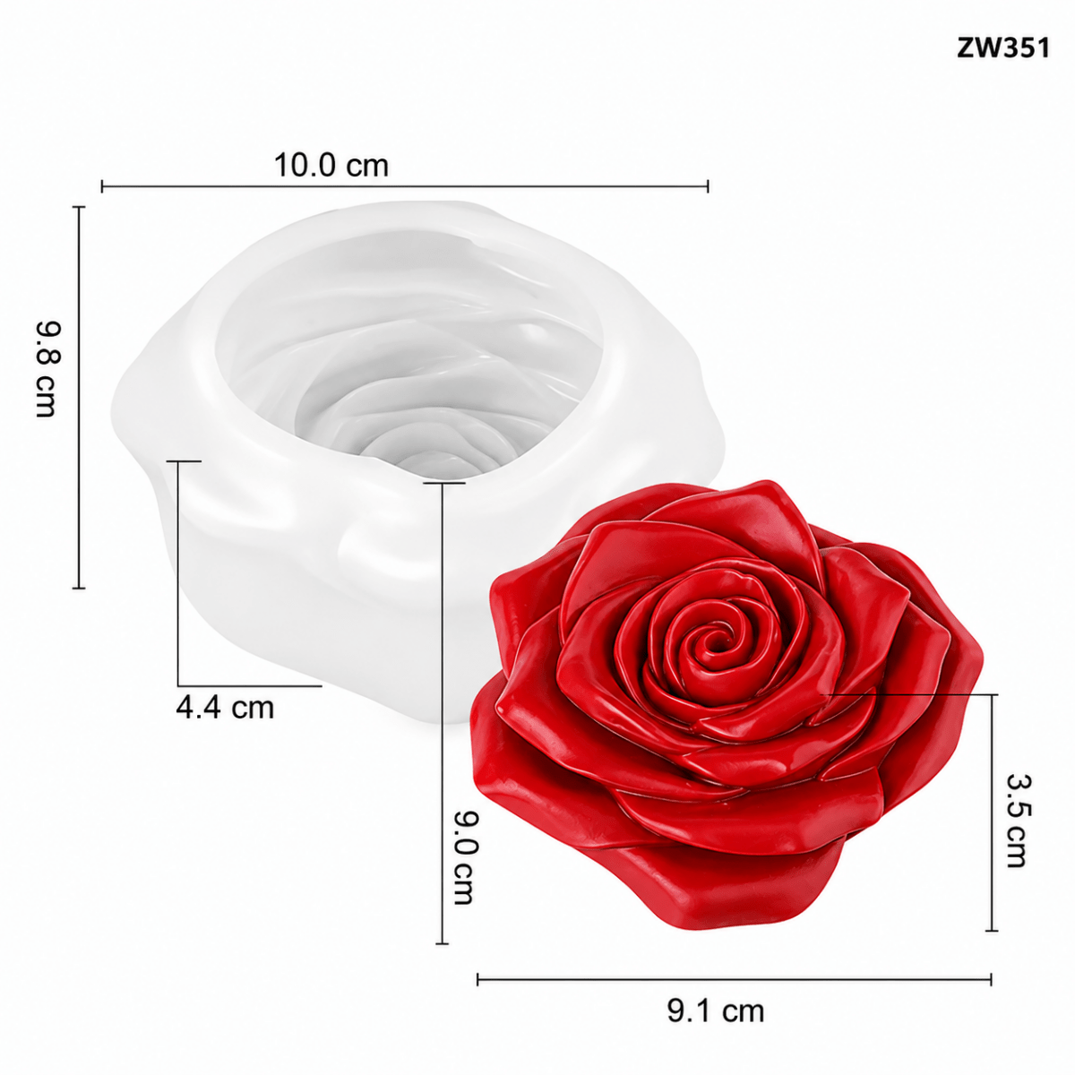 Lyba Moulds 3D Bloom Rose Flower Silicone Candle Mould - Bakeware India