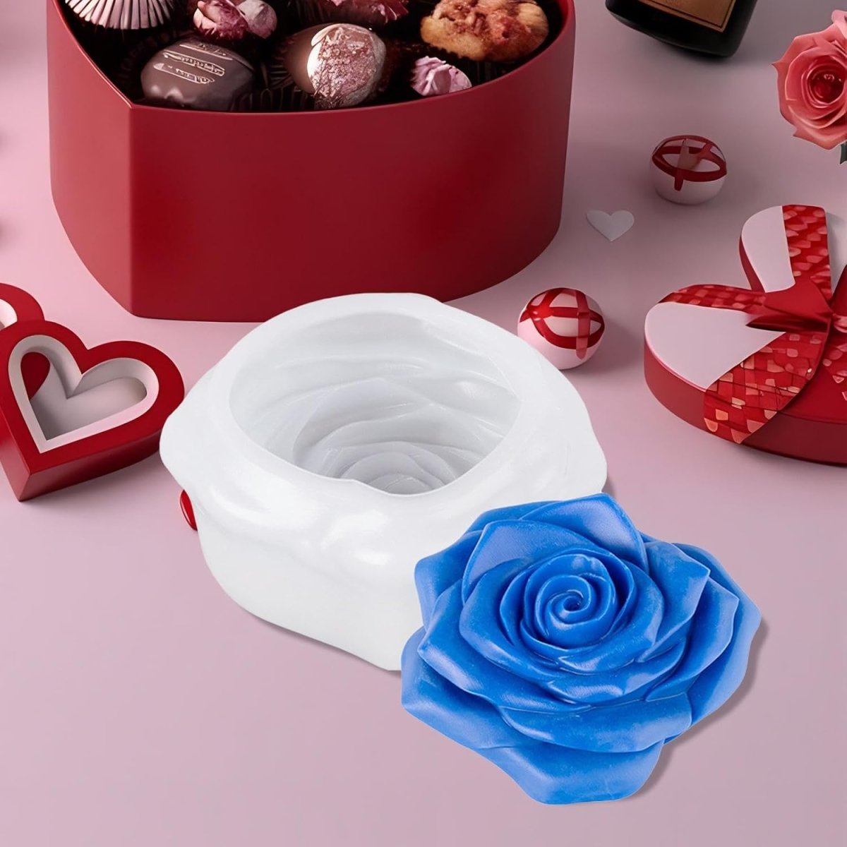 Lyba Moulds 3D Bloom Rose Flower Silicone Candle Mould - Bakeware India