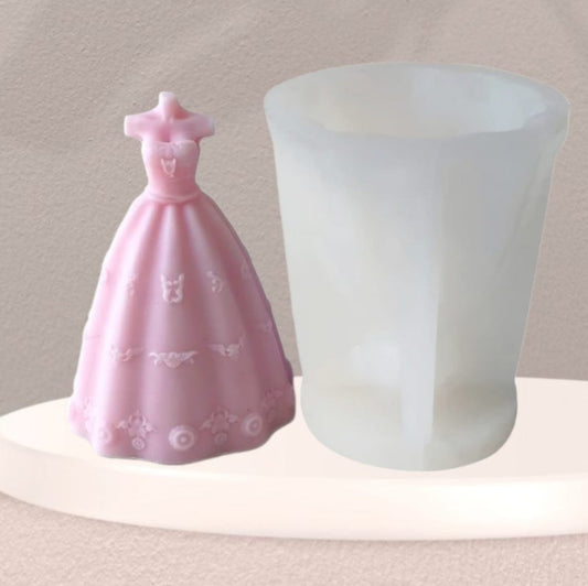 Lyba moulds 3D Bridal Wedding Dress Fondant Chocolate Candle Silicone Mould - Bakeware India