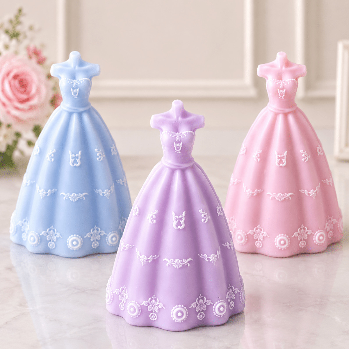 Lyba moulds 3D Bridal Wedding Dress Fondant Chocolate Candle Silicone Mould - Bakeware India