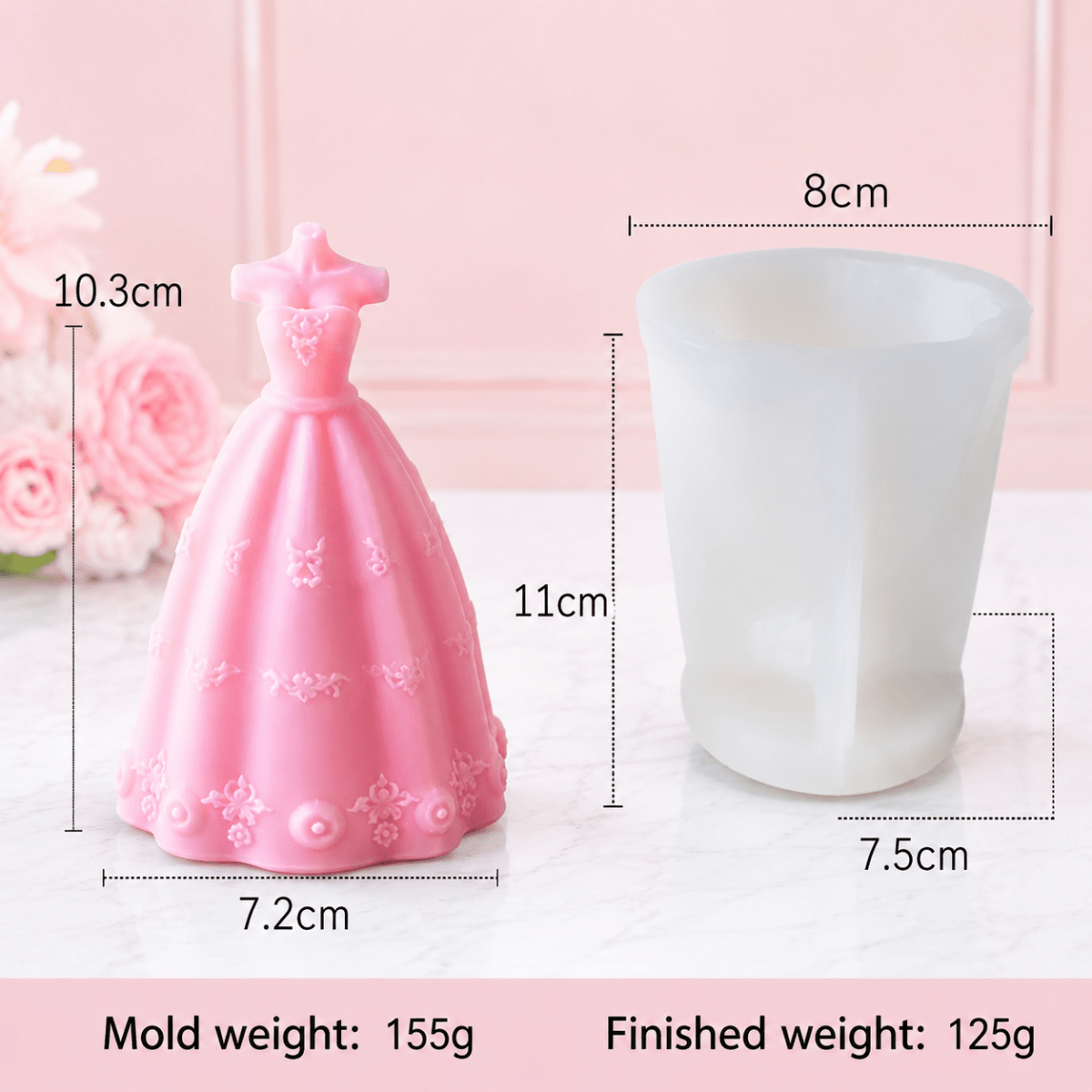 Lyba moulds 3D Bridal Wedding Dress Fondant Chocolate Candle Silicone Mould - Bakeware India