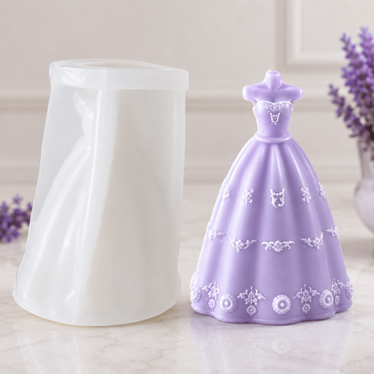 Lyba moulds 3D Bridal Wedding Dress Fondant Chocolate Candle Silicone Mould - Bakeware India
