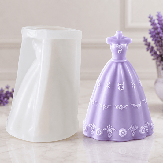 Lyba moulds 3D Bridal Wedding Dress Fondant Chocolate Candle Silicone Mould - Bakeware India