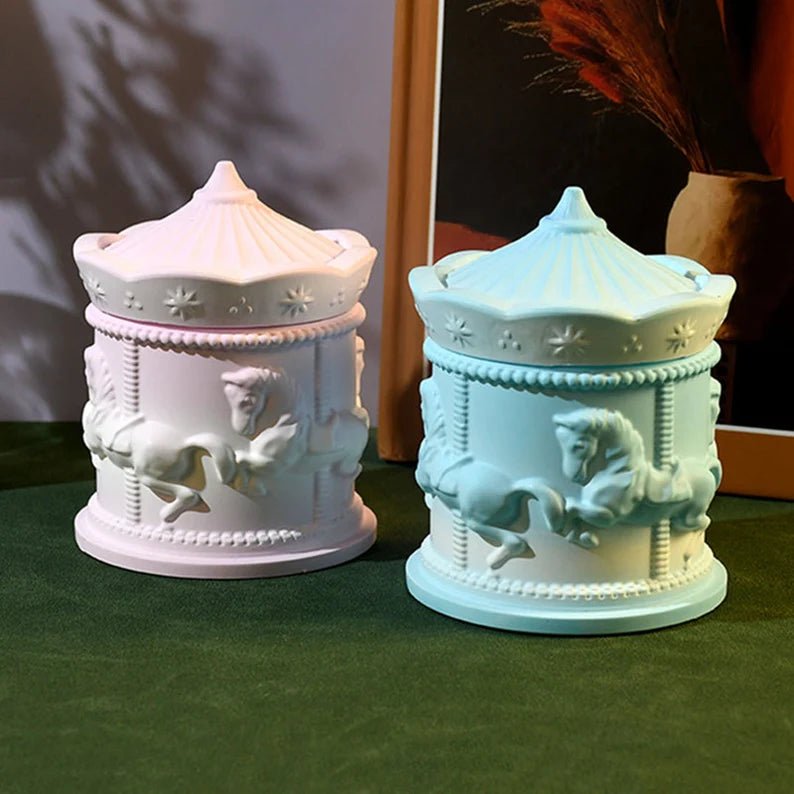 Lyba Moulds 3D Carousel Storage Box With Lid Concrete Resin Silicone Mould - Bakeware India