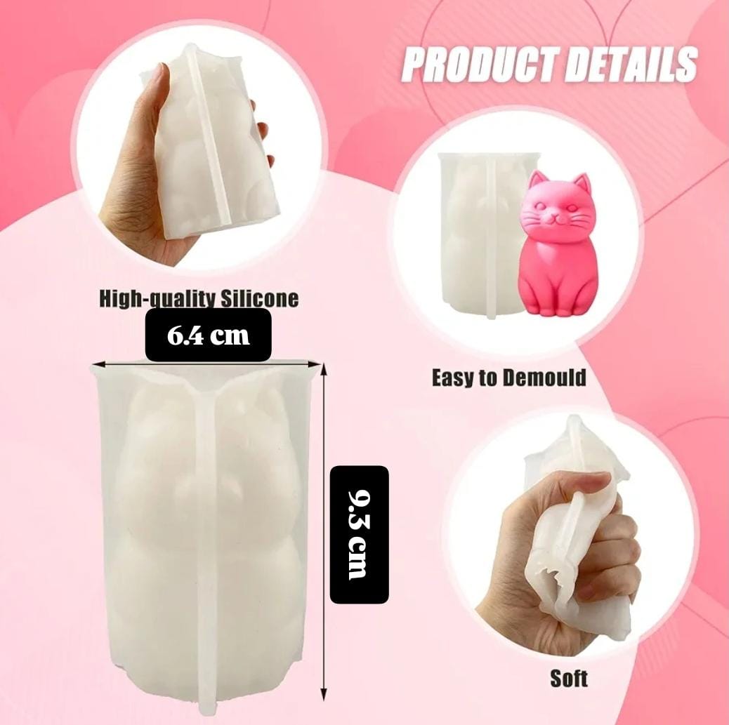 Lyba Moulds 3D Cat Chocolate Candle Silicone Mould - Bakeware India