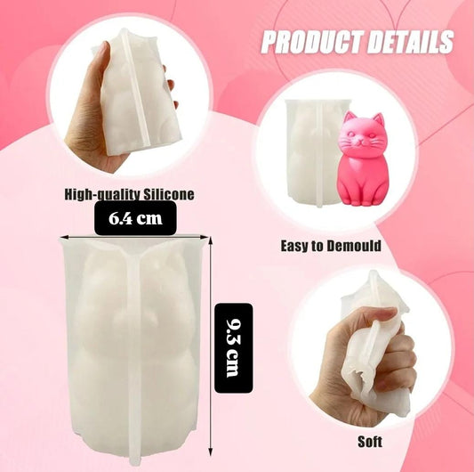 Lyba Moulds 3D Cat Chocolate Candle Silicone Mould - Bakeware India