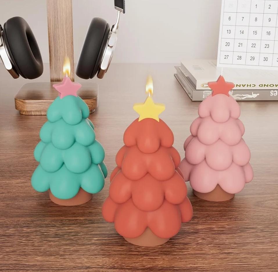 Lyba Moulds 3D Christmas Star Tree Chocolate Candle Silicone Mould - Bakeware India