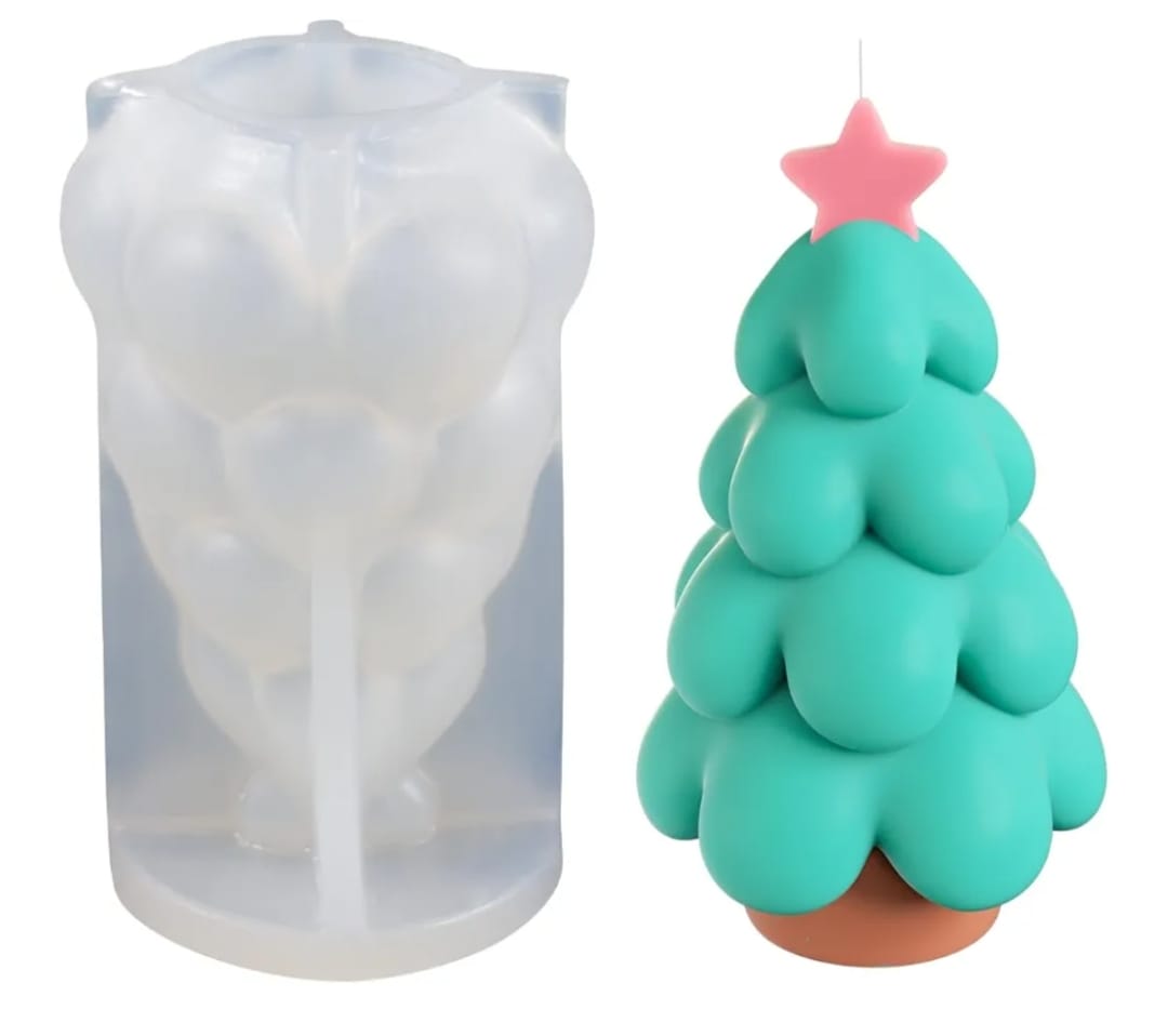 Lyba Moulds 3D Christmas Star Tree Chocolate Candle Silicone Mould - Bakeware India