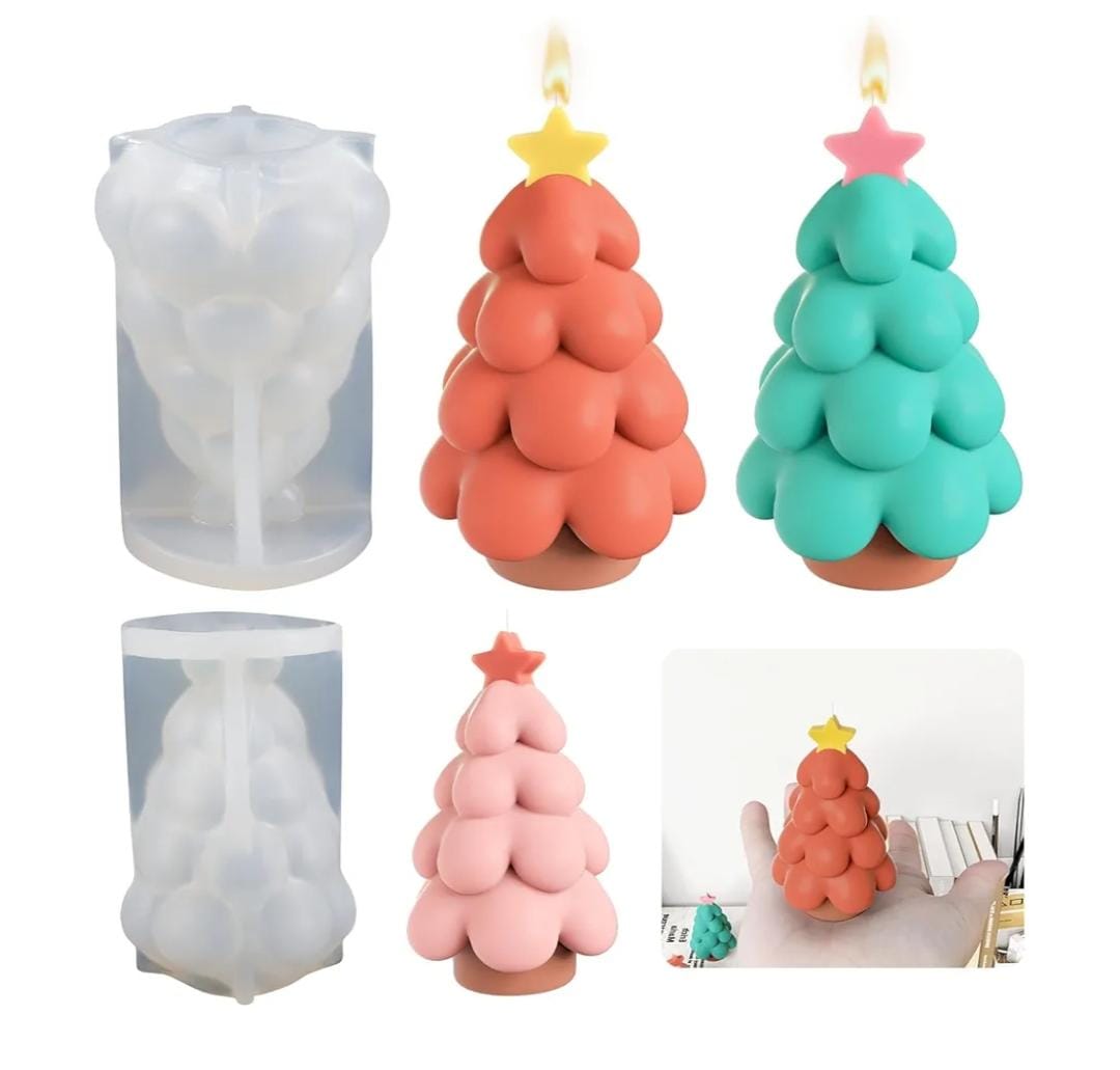 Lyba Moulds 3D Christmas Star Tree Chocolate Candle Silicone Mould - Bakeware India