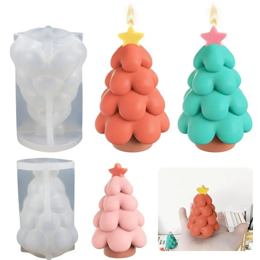 Lyba Moulds 3D Christmas Star Tree Chocolate Candle Silicone Mould - Bakeware India