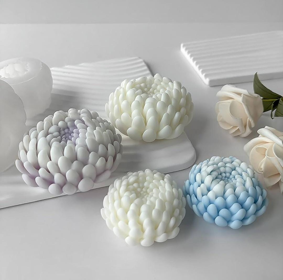 Lyba moulds 3D Chrysanthemum Flower Silicone Mould for Candle Chocolate - Preorder 25th Feb Dispatch - Bakeware India