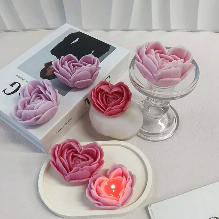 Lyba moulds 3D Heart Rose Flower Petal Silicone Mould for Candle Chocolate - Bakeware India