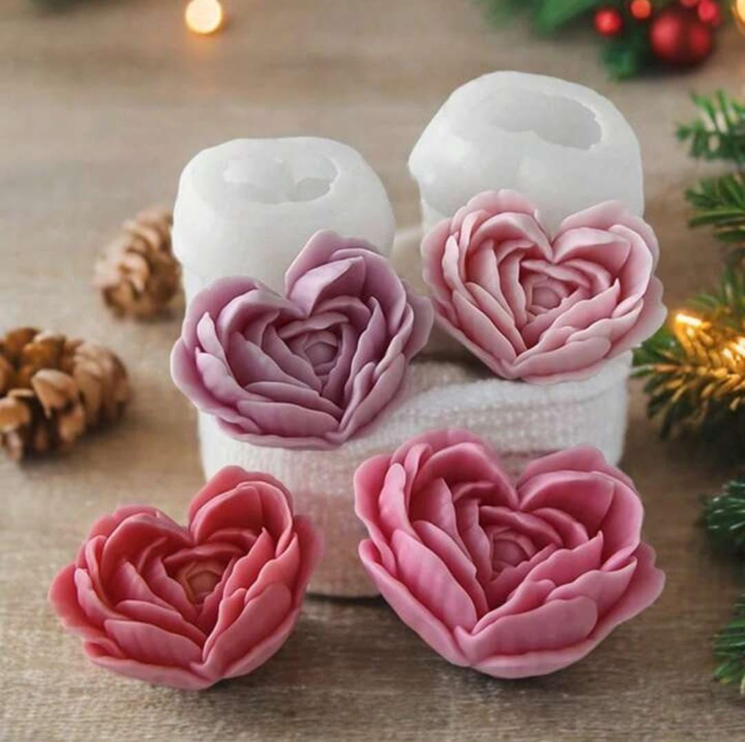 Lyba moulds 3D Heart Rose Flower Petal Silicone Mould for Candle Chocolate - Bakeware India