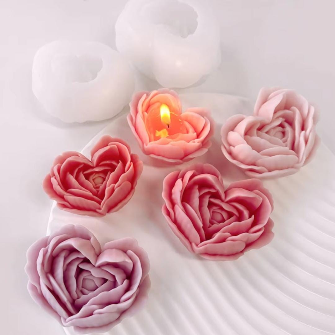 Lyba moulds 3D Heart Rose Flower Petal Silicone Mould for Candle Chocolate - Preorder 25th Feb Dispatch - Bakeware India