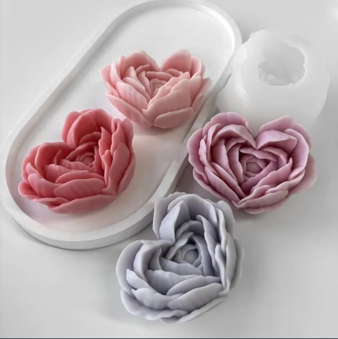 Lyba moulds 3D Heart Rose Flower Petal Silicone Mould for Candle Chocolate - Preorder 25th Feb Dispatch - Bakeware India