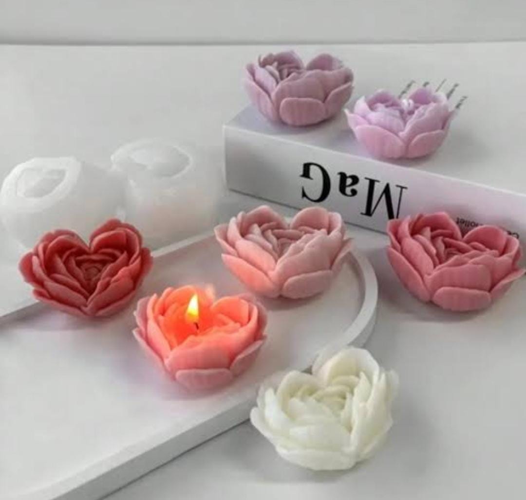 Lyba moulds 3D Heart Rose Flower Petal Silicone Mould for Candle Chocolate - Preorder 25th Feb Dispatch - Bakeware India